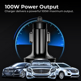 100W 5-Port Car Charger with LED Voltage Display